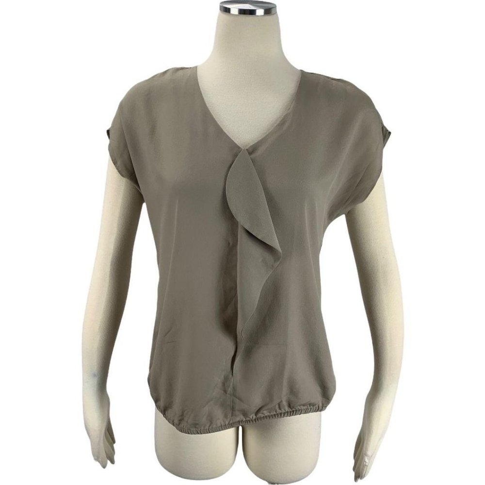 Ann Taylor LOFT MP Tan Blouse Medium Petite Short